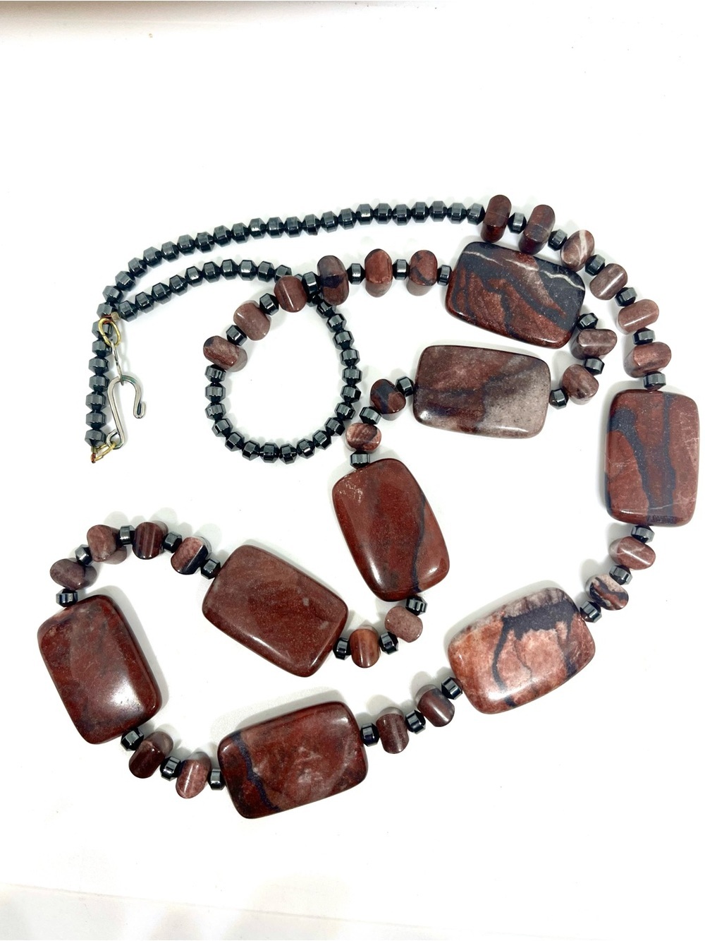 Handcrafted Jasper & Hematite Beaded Necklace